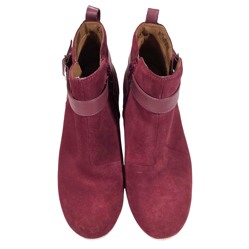 Vionic 9.5W Ankle Boots Suede Low Heel Raspberry - Picture 3 of 9